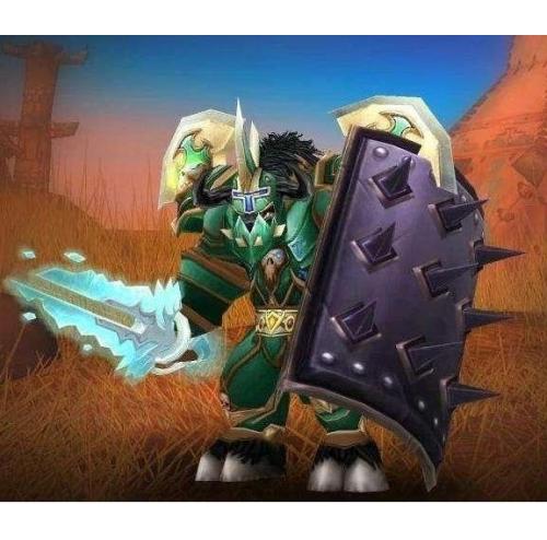 坦克毕业盾牌，造型与蛋刀同源，布满尖刺与邪能纹路；属性：高护甲、高耐力，防御等级 + 20，格挡值 + 137，还有躲闪加成；防战、防骑的 PVE 毕业盾，外观霸气。